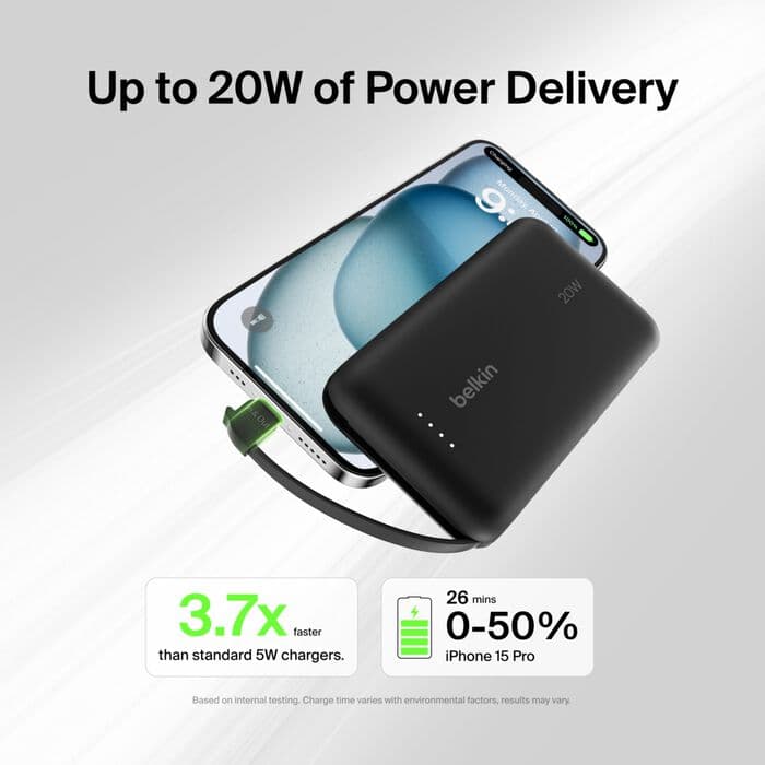 Belkin Power Bank 10K with Integrated Cable